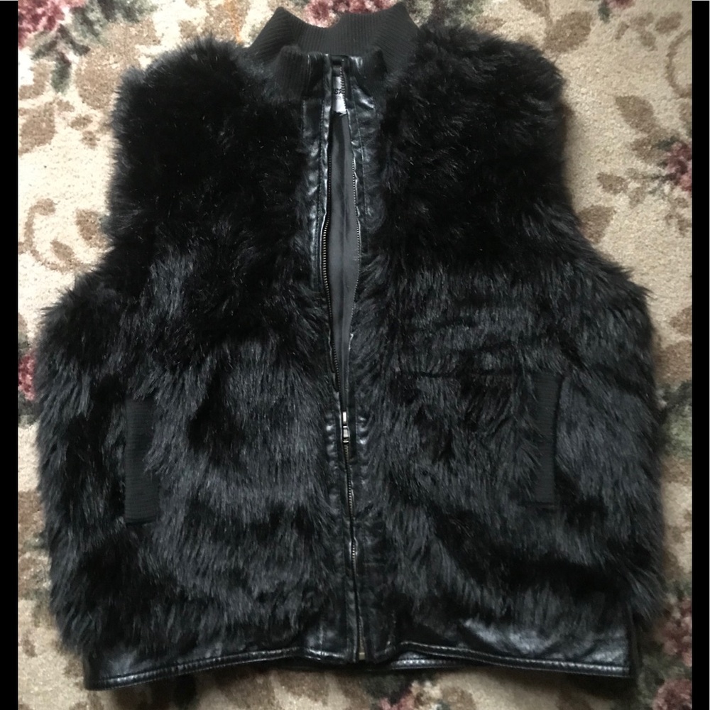 Sisters Outerwear black faux fur vest